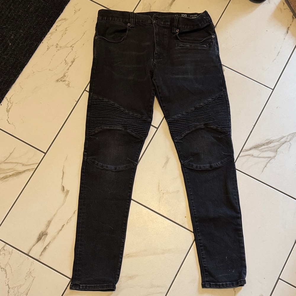 Armani Exchange Black Skinny Moto Jeans